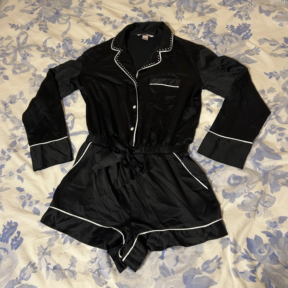 Victoria’s Secret Satin Pj Rhinestone Romper